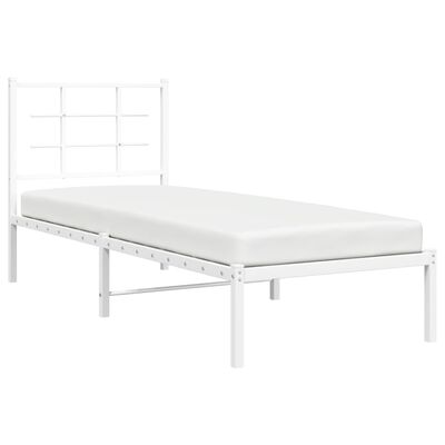 vidaXL Bedframe met hoofdbord zonder matras metaal wit 75x190 cm