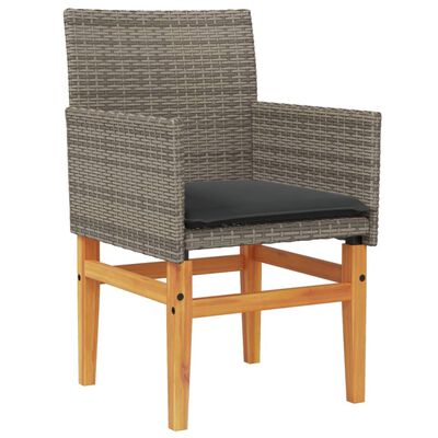 vidaXL Tuinstoelen 2 st met kussens poly rattan en massief hout grijs