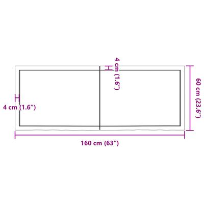 vidaXL Wastafelblad 160x60x(2-6) cm behandeld massief hout lichtbruin