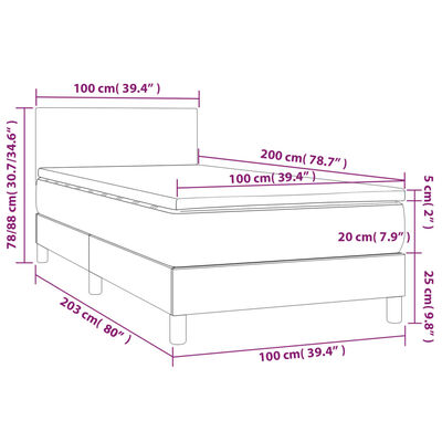 vidaXL Boxspring met matras kunstleer cappuccinokleurig 100x200 cm