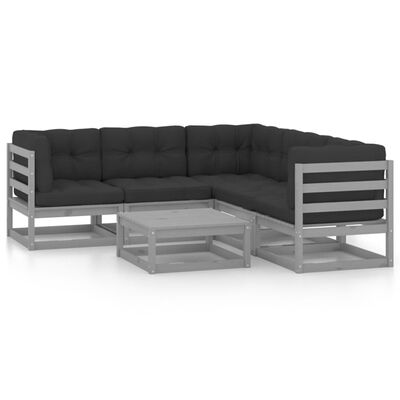 vidaXL 6-delige Loungeset met kussens massief grenenhout