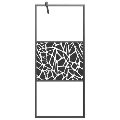 vidaXL Inloopdouchewand met schap 90x195 cm ESG-glas aluminium zwart