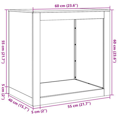 vidaXL Haardhoutrek 60x40x60 cm staal wit