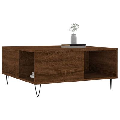 vidaXL Salontafel 80x80x36,5 cm bewerkt hout bruin eikenkleur