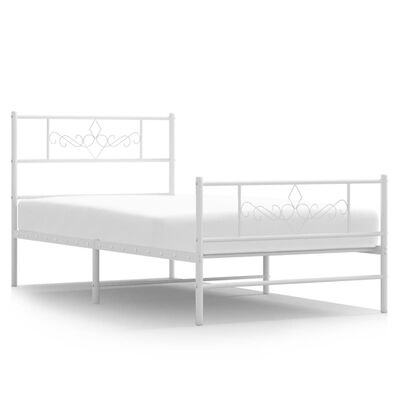 vidaXL Bedframe met hoofd- en voeteneinde metaal wit 100x190 cm