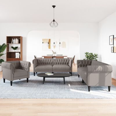 vidaXL 3-delige Loungeset stof taupe