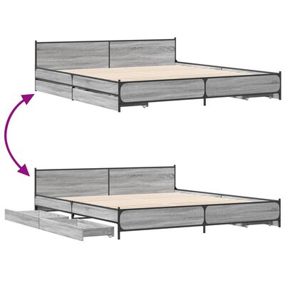 vidaXL Bedframe met lades bewerkt hout grijs sonoma eiken 180x200 cm