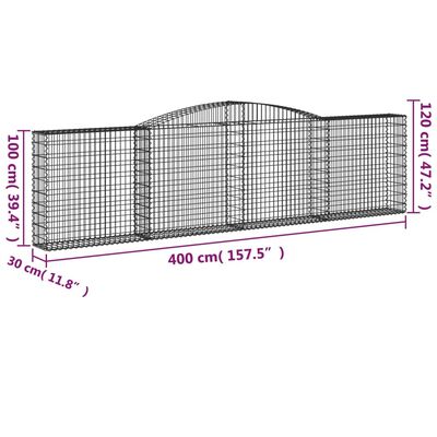 vidaXL Schanskorven 15 st gewelfd 400x30x100/120 cm ijzer