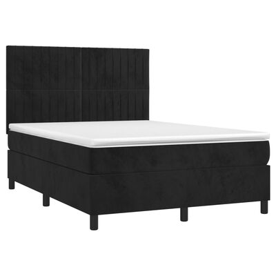 vidaXL Boxspring met matras en LED fluweel zwart 140x190 cm