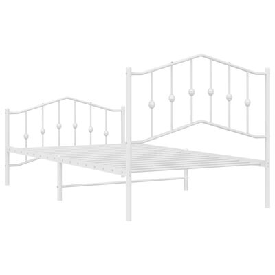 vidaXL Bedframe met hoofd- en voeteneinde metaal wit 100x190 cm