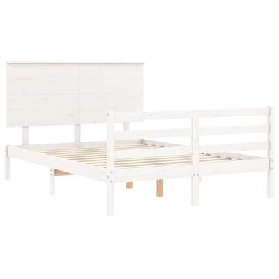 vidaXL Bedframe met hoofdbord massief hout wit 120x200 cm