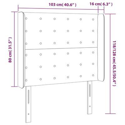 vidaXL Hoofdbord met randen 103x16x118/128 cm stof zwart