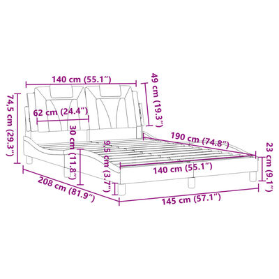 vidaXL Bedframe met hoofdbord kunstleer bruin 140x190 cm