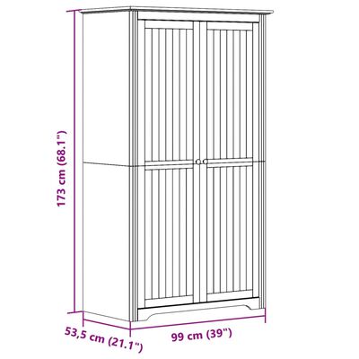 vidaXL Kledingkast BODO 99x53,5x173 cm massief grenenhout wit