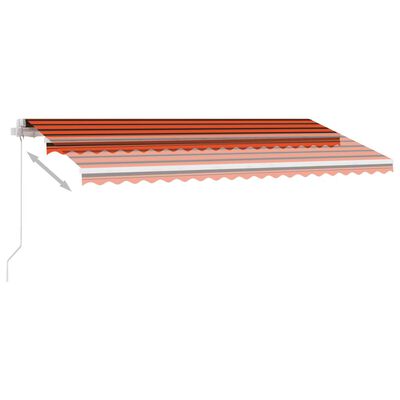 vidaXL Luifel handmatig uittrekbaar met LED 450x350 cm oranje en bruin