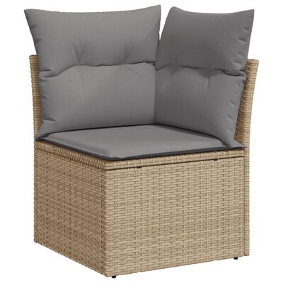 vidaXL 7-delige Loungeset met kussens poly rattan gemengd beige