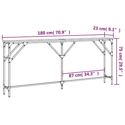 vidaXL Wandtafel 180x23x75 cm bewerkt hout bruin eikenkleur