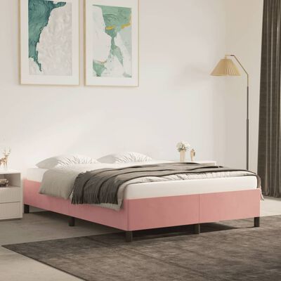 vidaXL Bedframe fluweel roze 140x200 cm