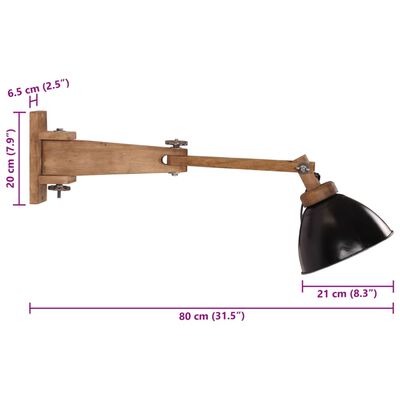 vidaXL Wandlamp 25 W E27 zwart