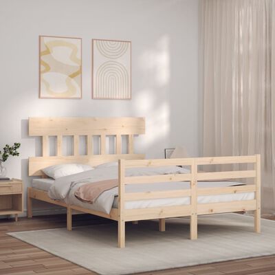 vidaXL Bedframe met hoofdbord massief hout