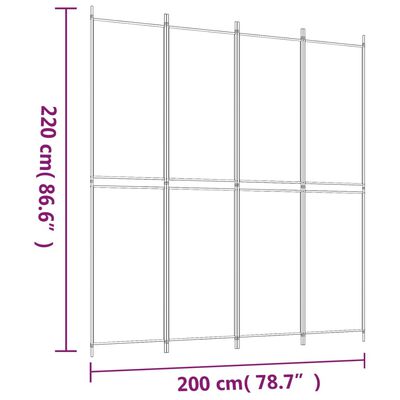 vidaXL Kamerscherm met 4 panelen 200x220 cm stof wit