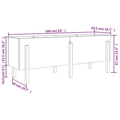 vidaXL Plantenbak verhoogd 160x50x57 cm massief grenenhout wit