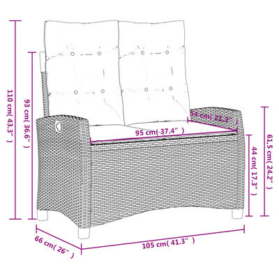 vidaXL 5-delige Tuinset met kussens poly rattan zwart