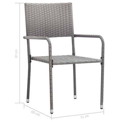 vidaXL Tuinstoelen 2 st stapelbaar poly rattan grijs