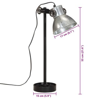 vidaXL Bureaulamp 25 W E27 15x15x55 cm vintage zilverkleurig