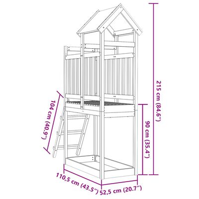 vidaXL Speeltoren ladder 110,5x52,5x215 cm geïmpregneerd grenenhout