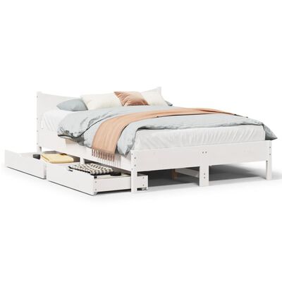 vidaXL Bedframe met lades massief grenenhout wit 160x200 cm