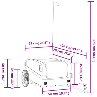 vidaXL Fietstrailer 45 kg ijzer zwart en groen