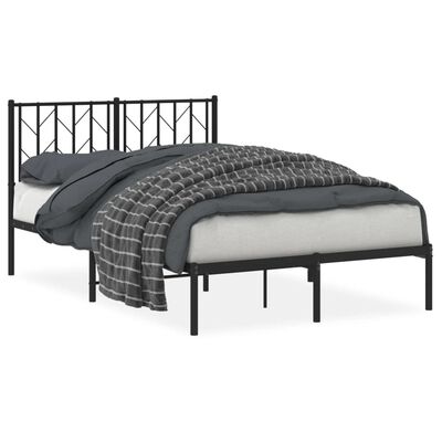 vidaXL Bedframe met hoofdbord metaal zwart 120x190 cm