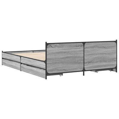 vidaXL Bedframe met lades bewerkt hout grijs sonoma eiken 135x190 cm