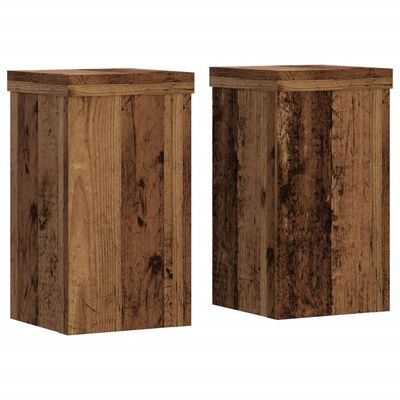 vidaXL Plantenstandaards 2 st 10x10x18 cm bewerkt hout oud houtkleurig