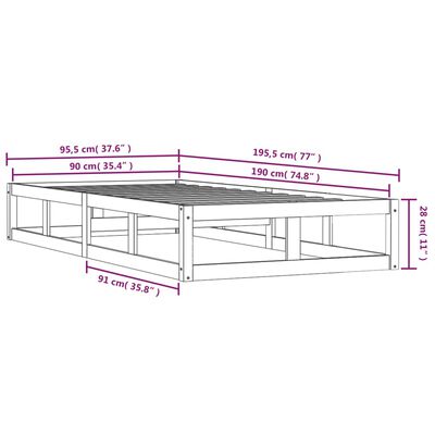 vidaXL Bedframe massief hout 90x190 cm