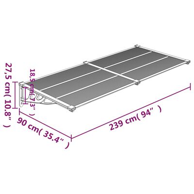 vidaXL Deurluifel 239x90 cm polycarbonaat zwart en transparant