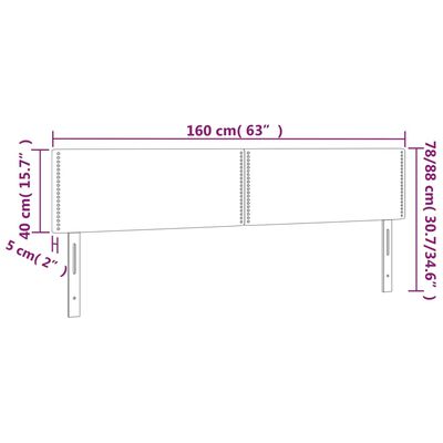 vidaXL Hoofdbord LED 160x5x78/88 cm stof donkergrijs