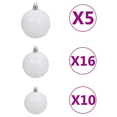 vidaXL Kunstkerstboom met scharnieren 300 LED's en kerstballen 210 cm