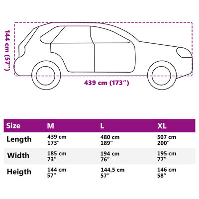 vidaXL Autohoes voor SUV met gespriemen M volledig zilverkleurig