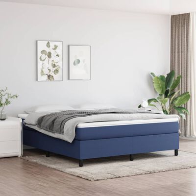 vidaXL Boxspring met matras stof blauw 180x200 cm