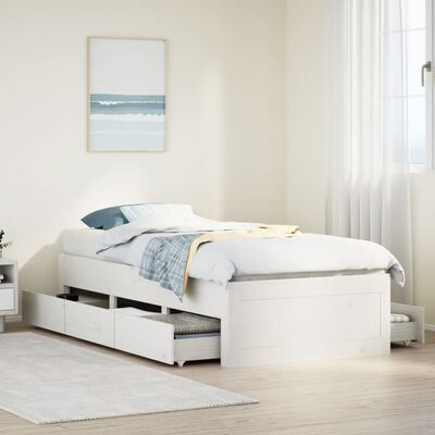 vidaXL Bedframe zonder matras met lades grenenhout wit 90x200 cm