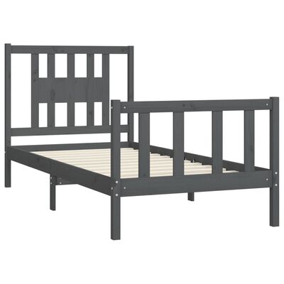 vidaXL Bedframe met hoofdbord massief grenenhout grijs 100x200 cm