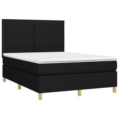 vidaXL Boxspring met matras en LED stof zwart 140x200 cm