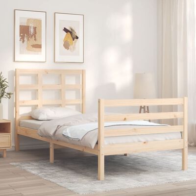 vidaXL Bedframe met hoofdbord massief hout