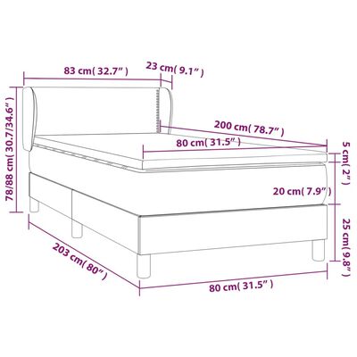 vidaXL Boxspring met matras stof donkerbruin 80x200 cm