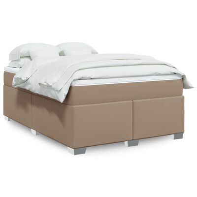 vidaXL Boxspring met matras kunstleer cappuccinokleurig 140x200 cm