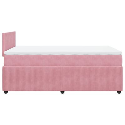 vidaXL Boxspring met matras fluweel roze 120x200 cm