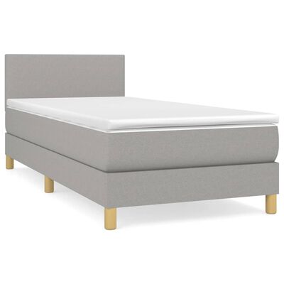 vidaXL Boxspring met matras stof lichtgrijs 90x200 cm