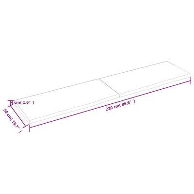 vidaXL Tafelblad 220x50x(2-4) cm onbehandeld massief eikenhout